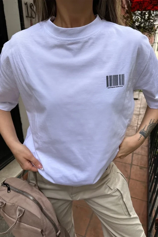 White Back Printed T-Shirt