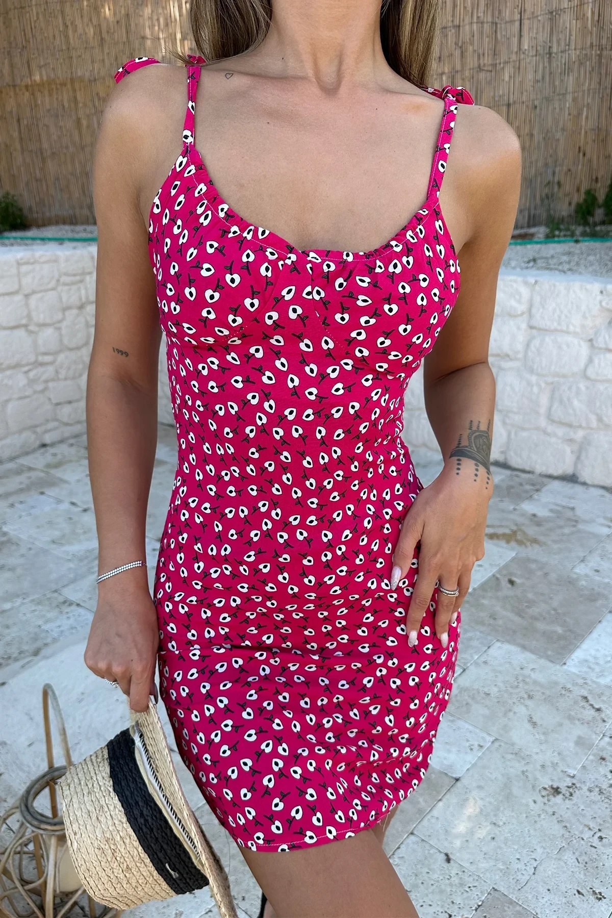 Fuchsia Strappy Mini Dress