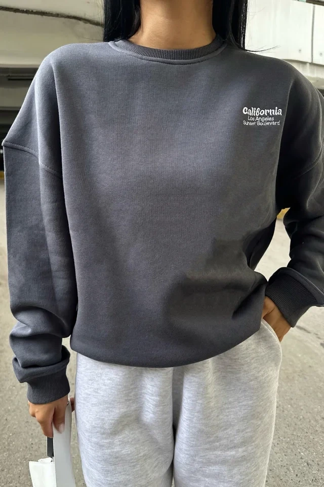 Gray Sweat with Writing on the Back