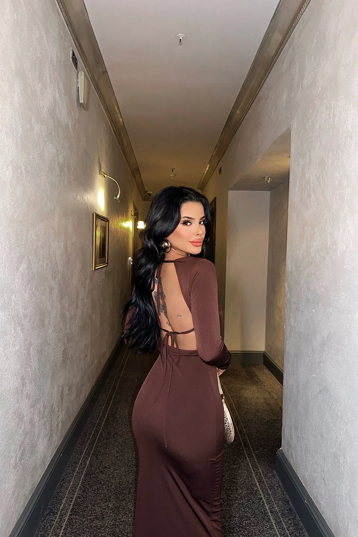 Long Dress With Brown Back