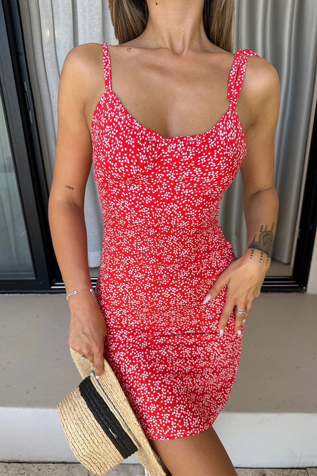 Mini Dress With Red Strap