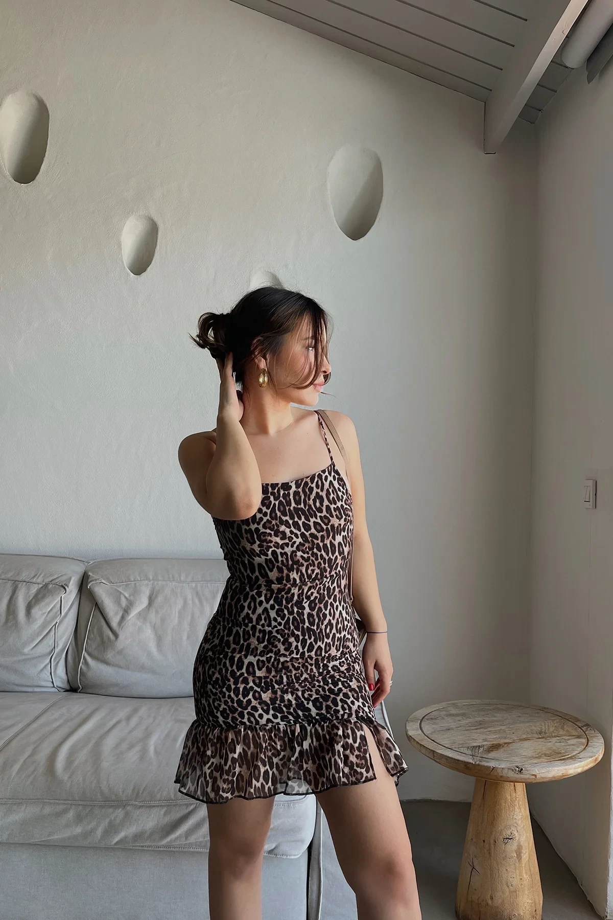 Mini Dress with Leopard Strap