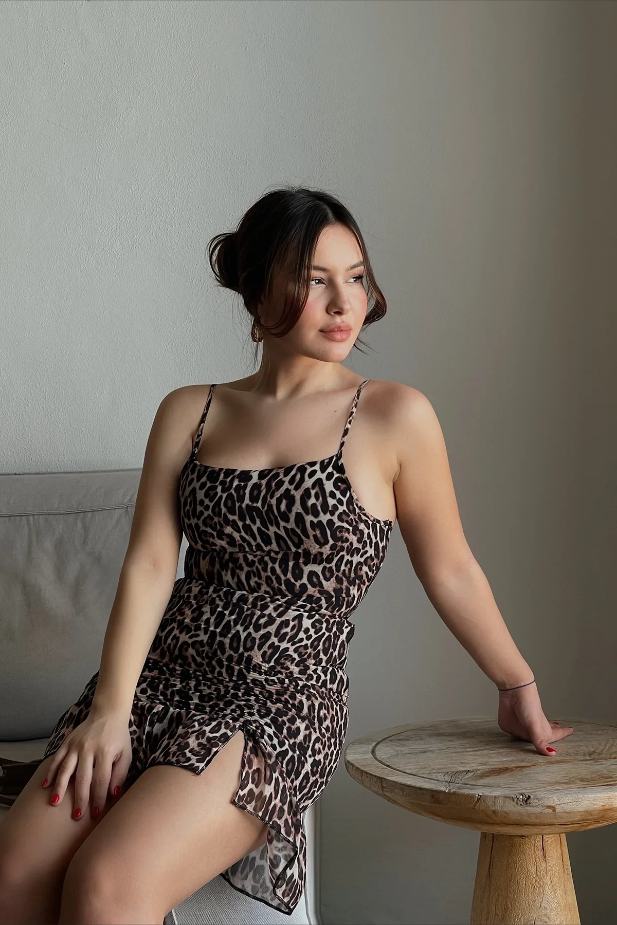 Mini Dress with Leopard Strap