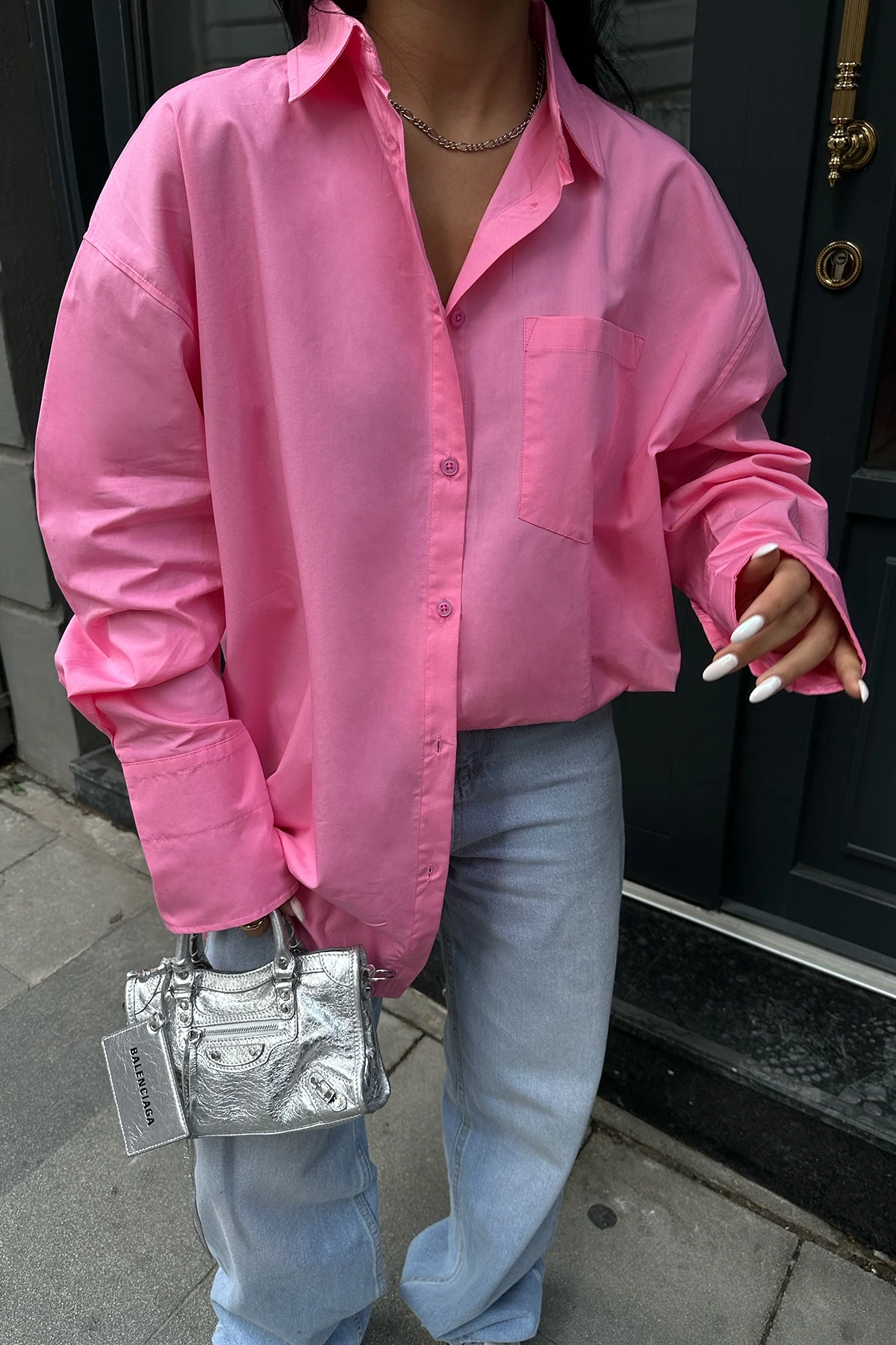 Pink Poplin Pocket Detail Shirt