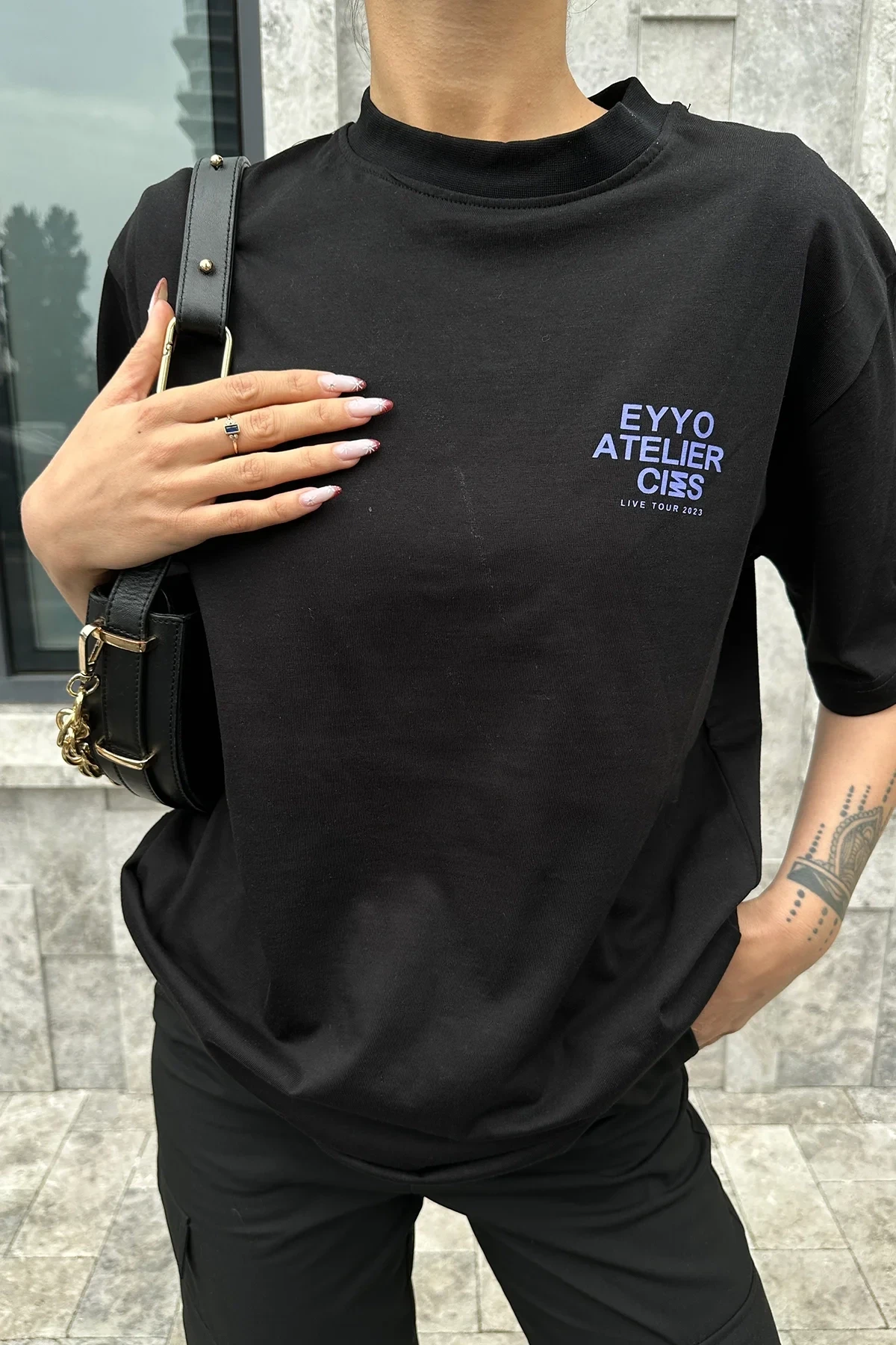 Black Back Printed T-Shirt