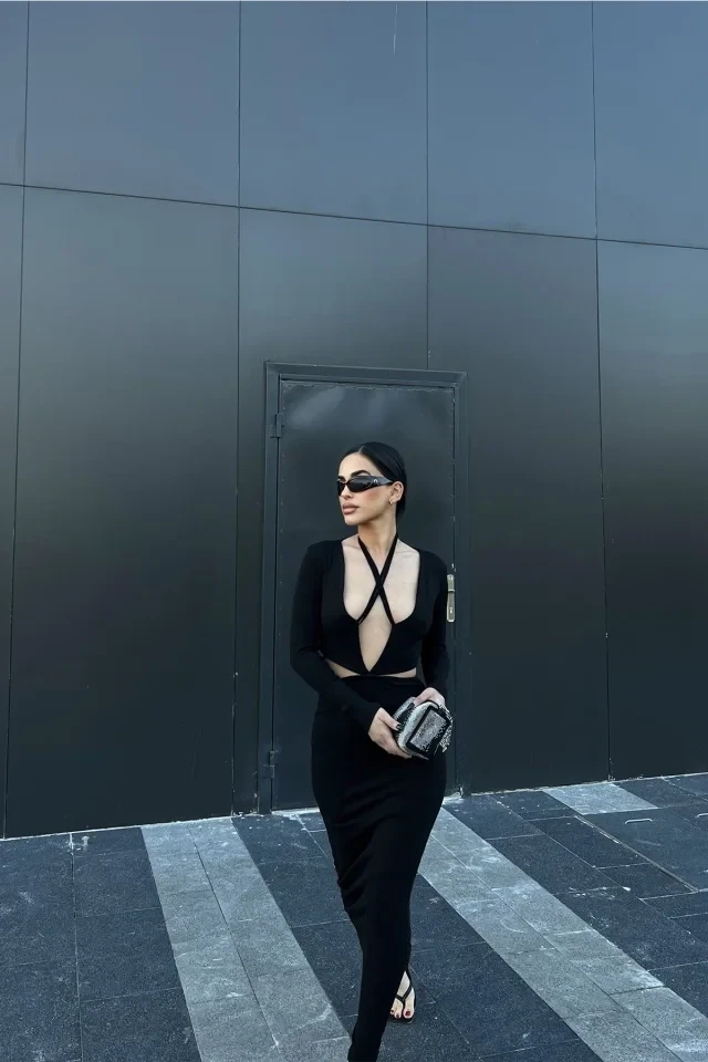 Black Low-Cut Dress