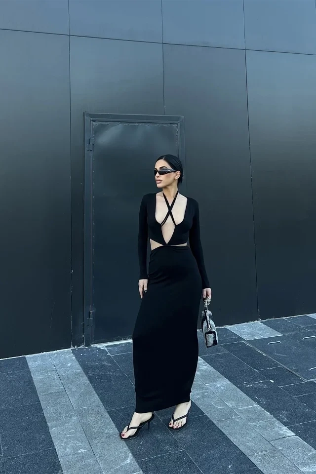 Black Low-Cut Dress