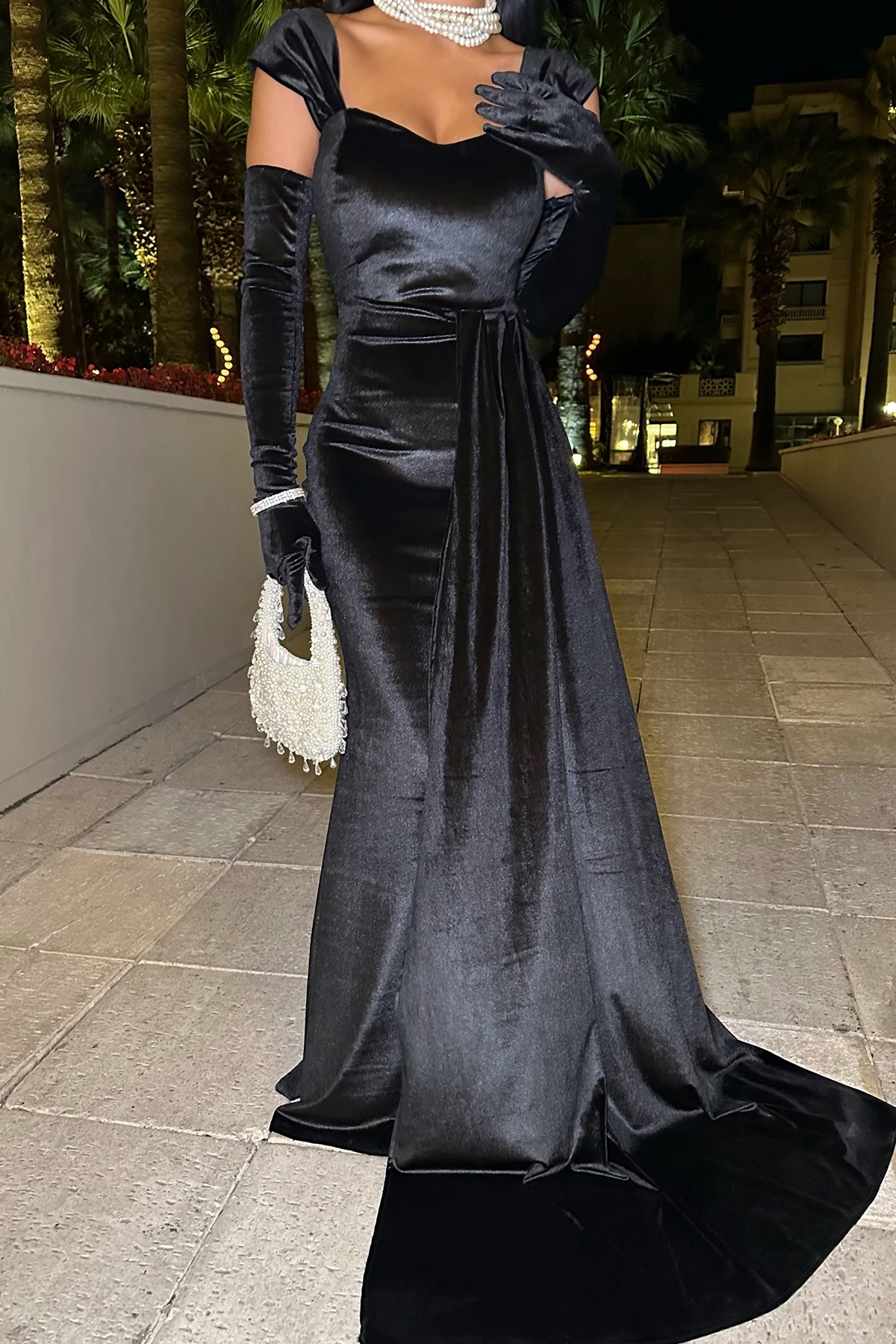 Black Long Sleeve Evening Dress