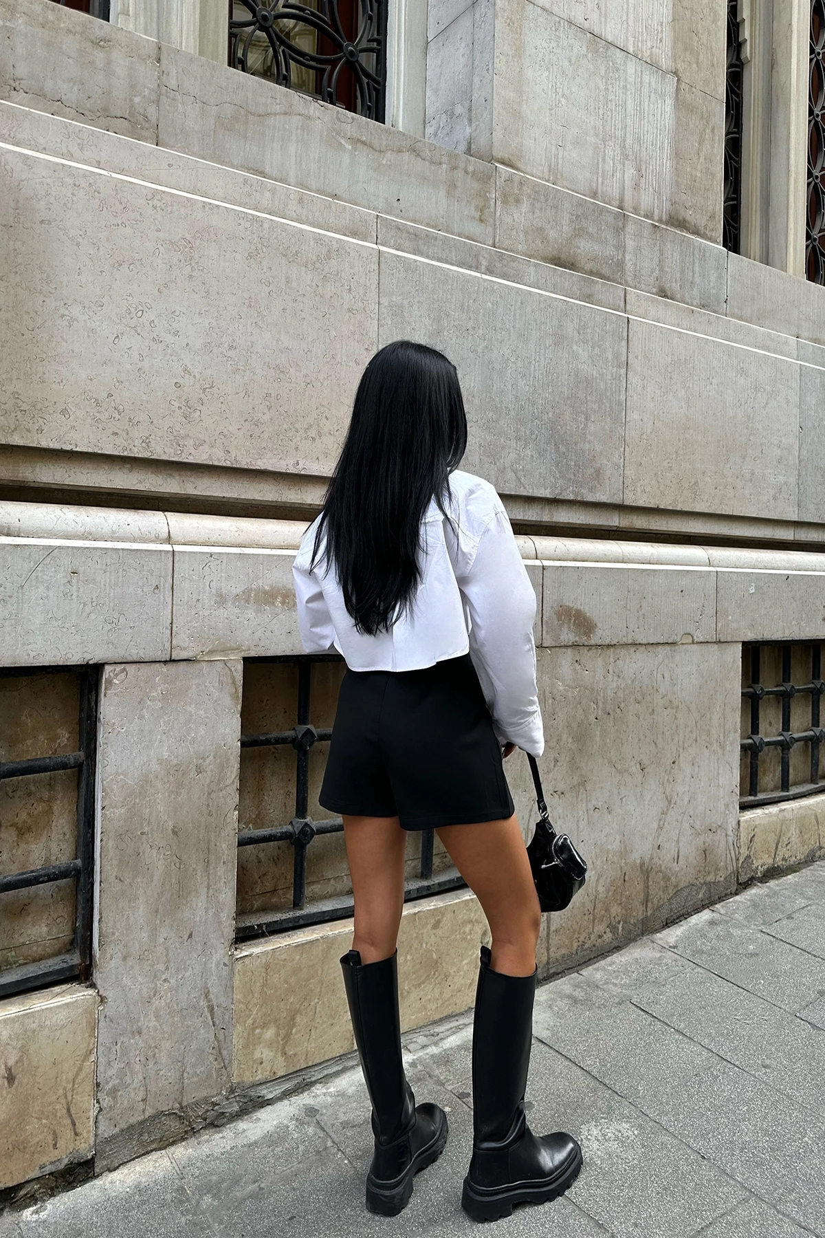 Black Slit Detail Skirt