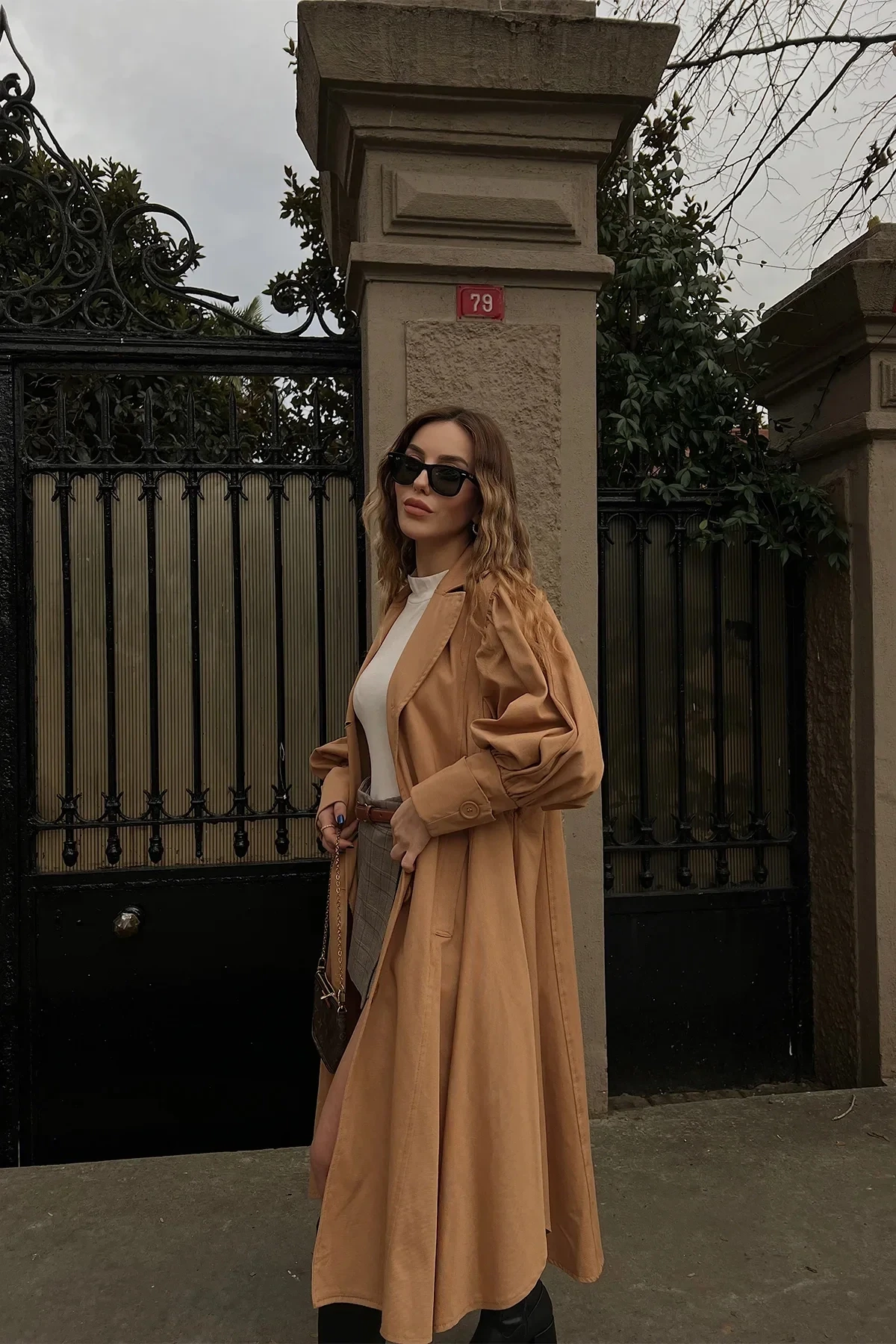 Tan Button Front Trench Coat