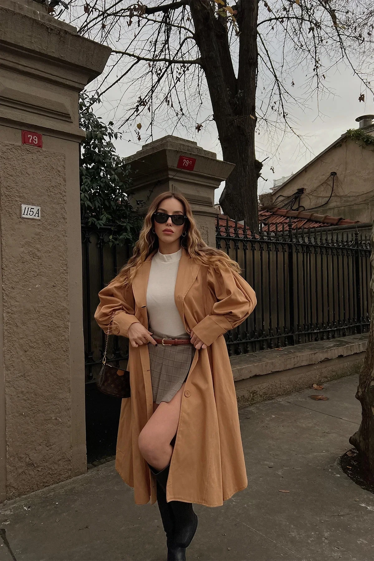 Tan Button Front Trench Coat