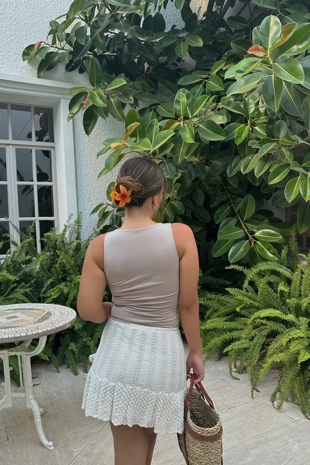 Stone - Connected Crop Top From The Front