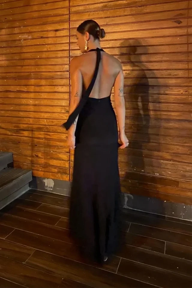 Zola black maxi height slit dress