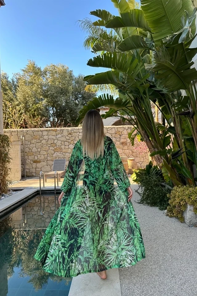 Zylle Green Patterned Kimono