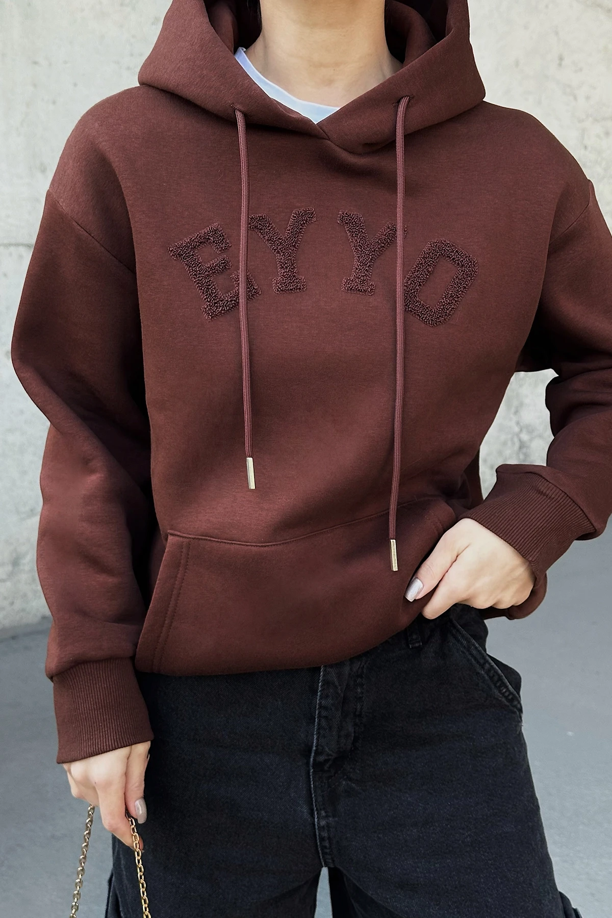 Brown Eyyo Embroidered Hooded Sweat