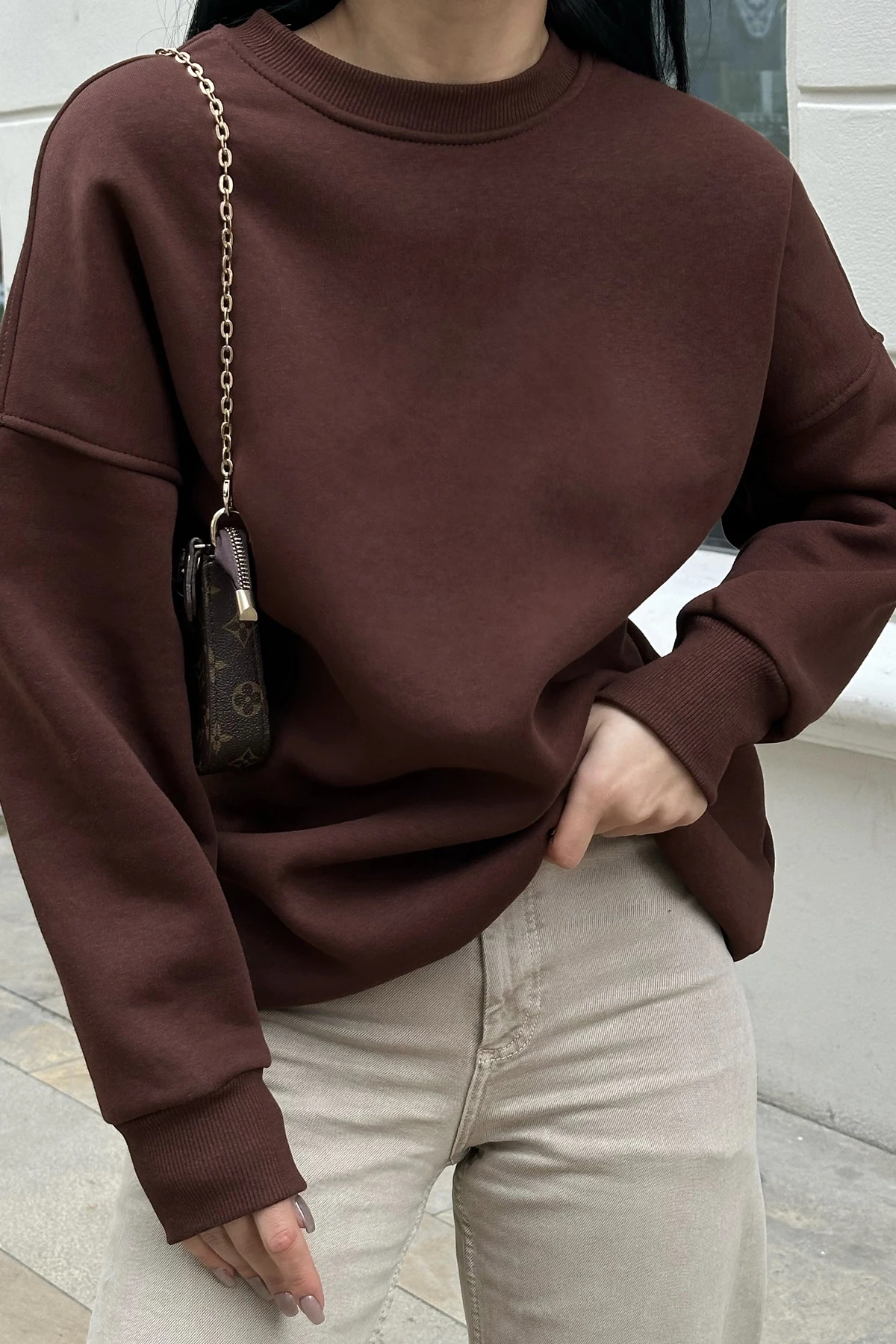 Brown Oversize Back Printed Sweat