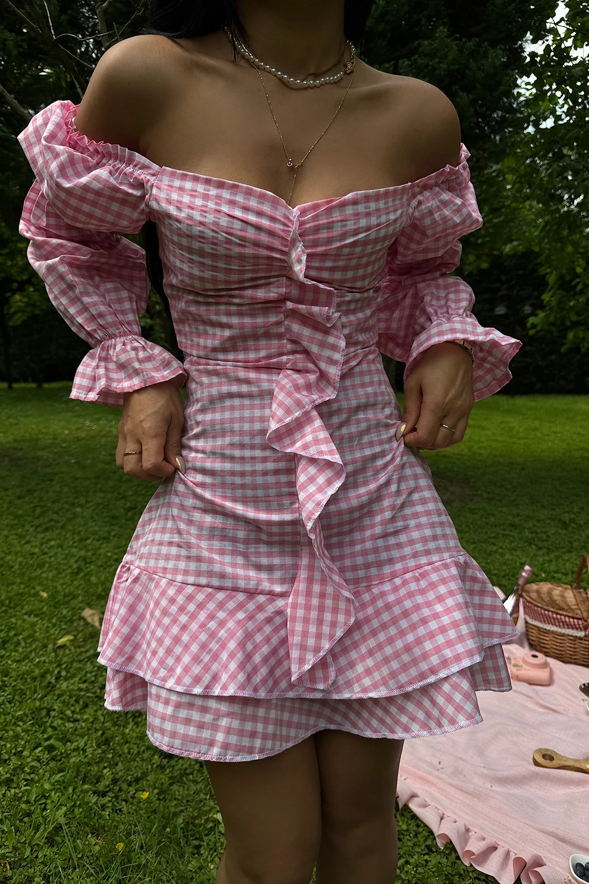 Pink Jolanda Gingham Dress
