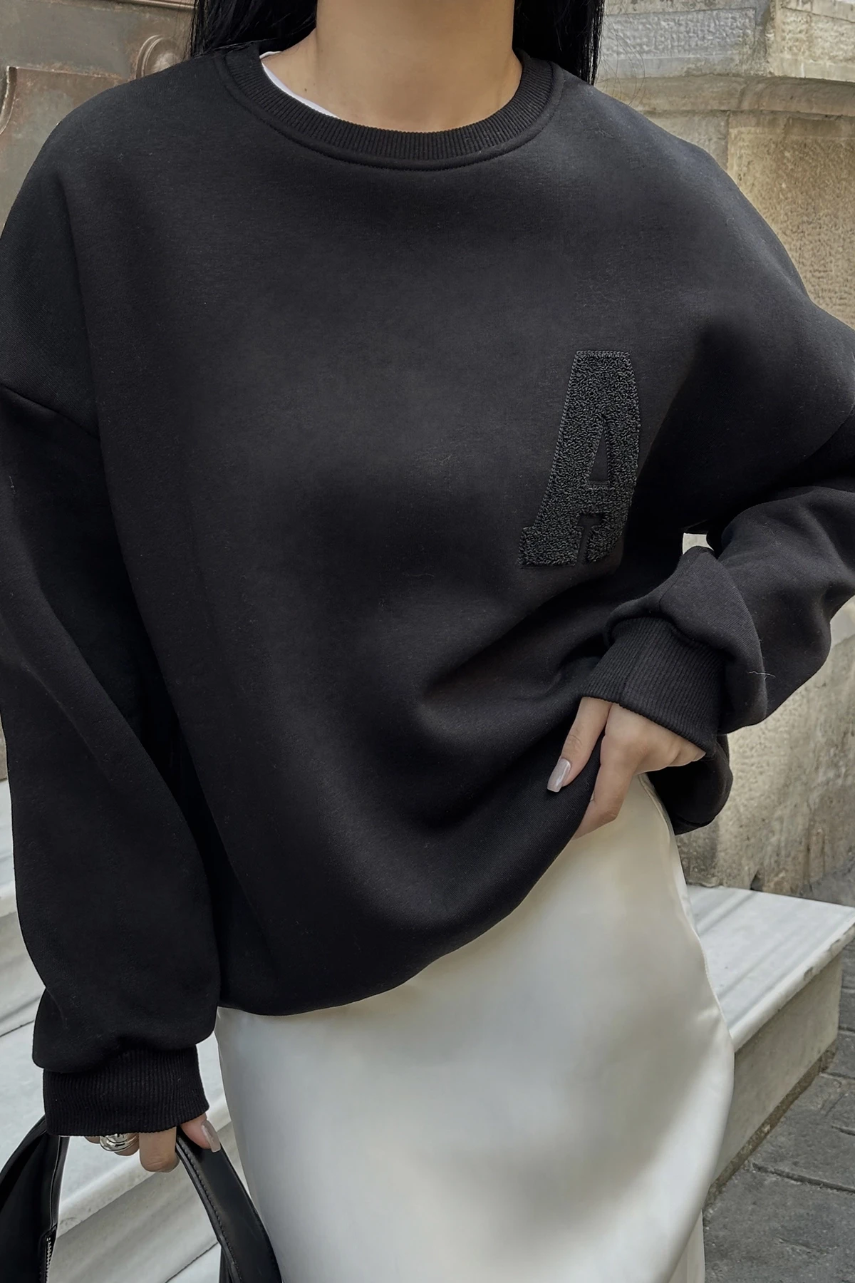 Black A Embroidered Sweat