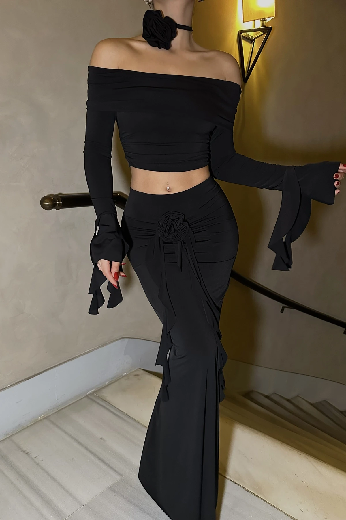 Black Rose Detail Suit